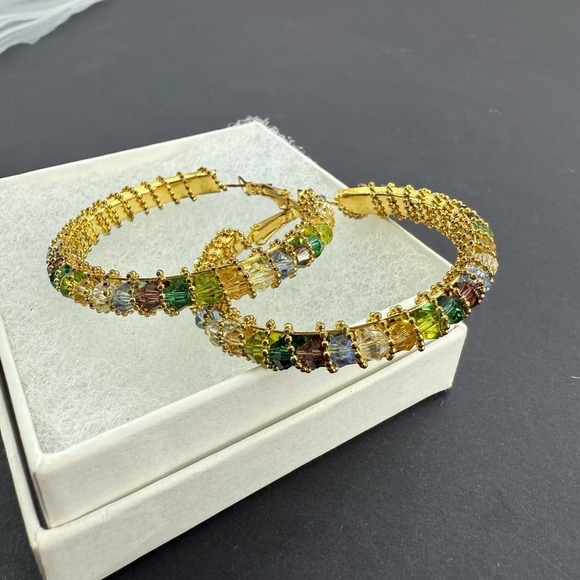 The Unbranded Brand Jewelry - Vintage Hoop Multiple Color Beaded Earrings Set